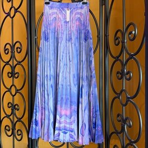 SIDDHARTHA BANSAL Anthropologie Marble Dye Pleated Maxi Skirt